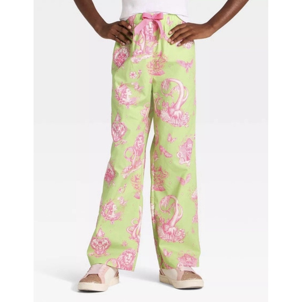 Katie Kime Wicked Girls 2X 16/18 Green Pink Pajama Pants Cotton